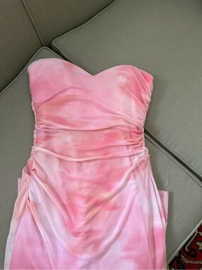 Zara Pink Ruched Midi Dress strapless